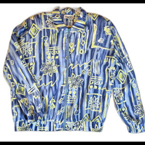 Vtg 80's TEDDI Geometric Retro Abstract Windbreaker Jacket Funky Boho Size L/XL
